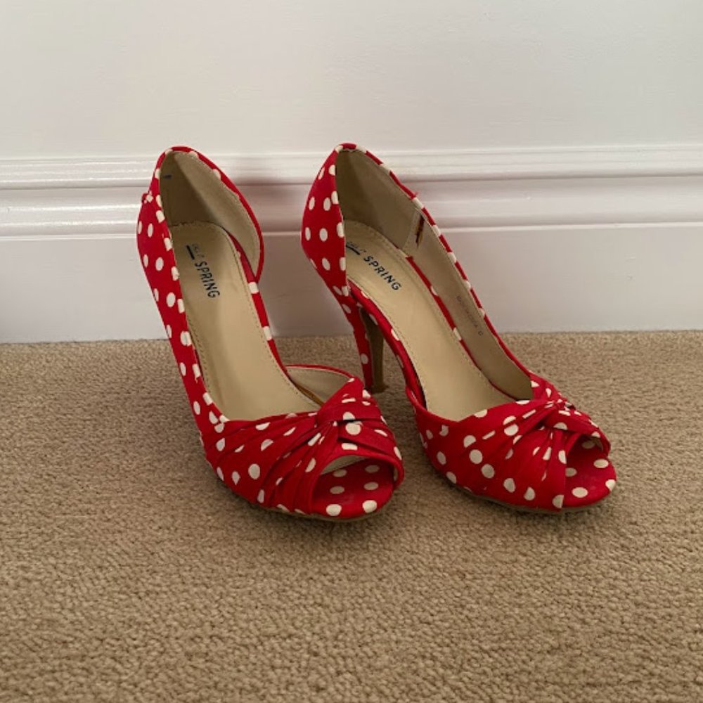 Call It Spring Red Polka Dot Heels